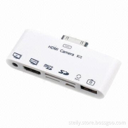 6 in 1 HDMI® Converter for iPad/iPhone, 30-pin to HDMI + AV + USB + Card Reader + Micro USB